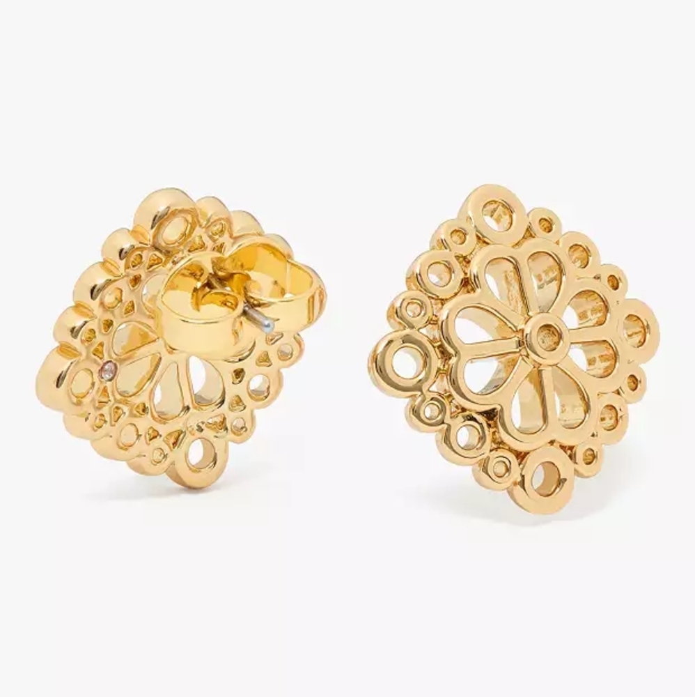 -* Sold Kate Spade Flower Lace Gold Floral Earrings